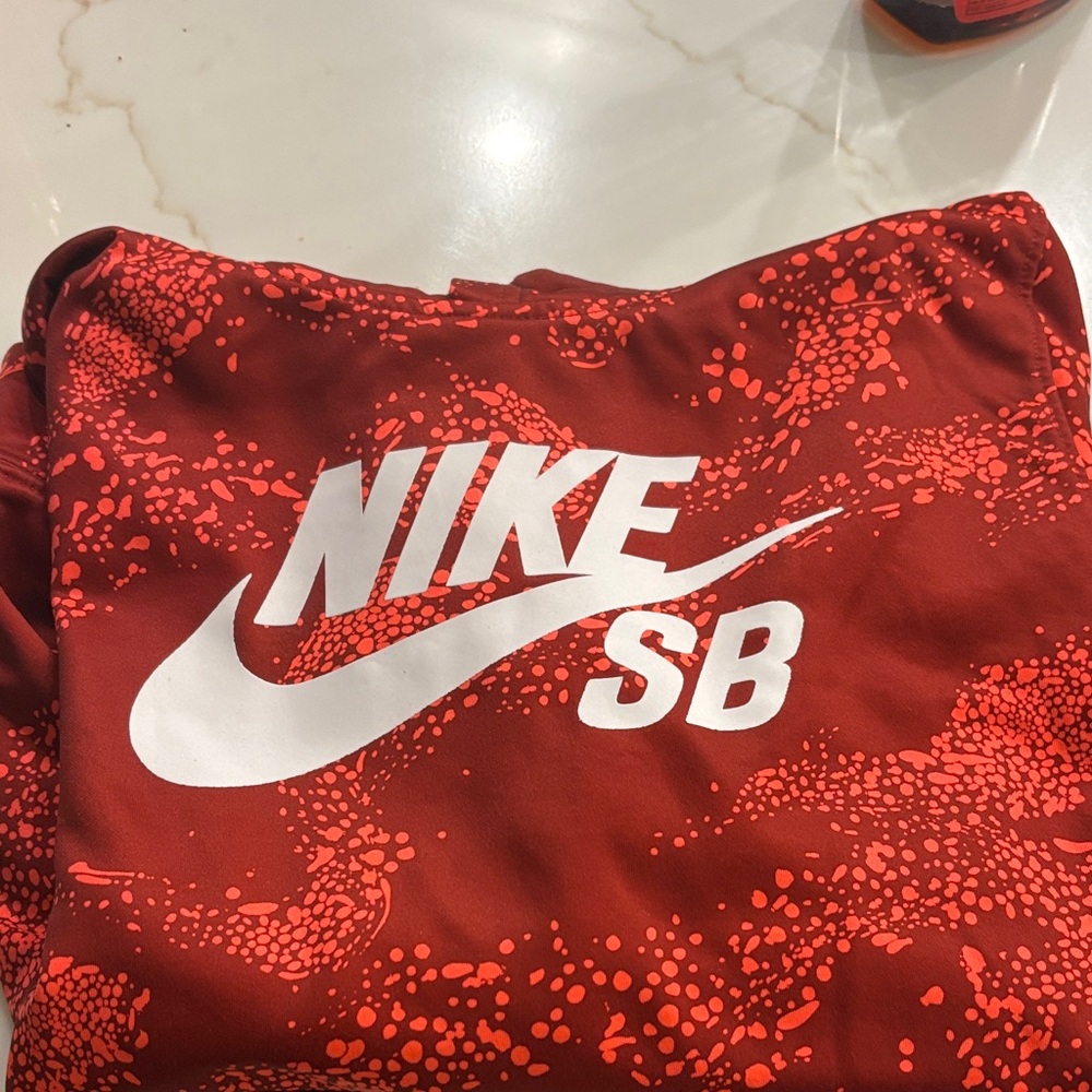 Nike SB Red and White Graphic Hoodie